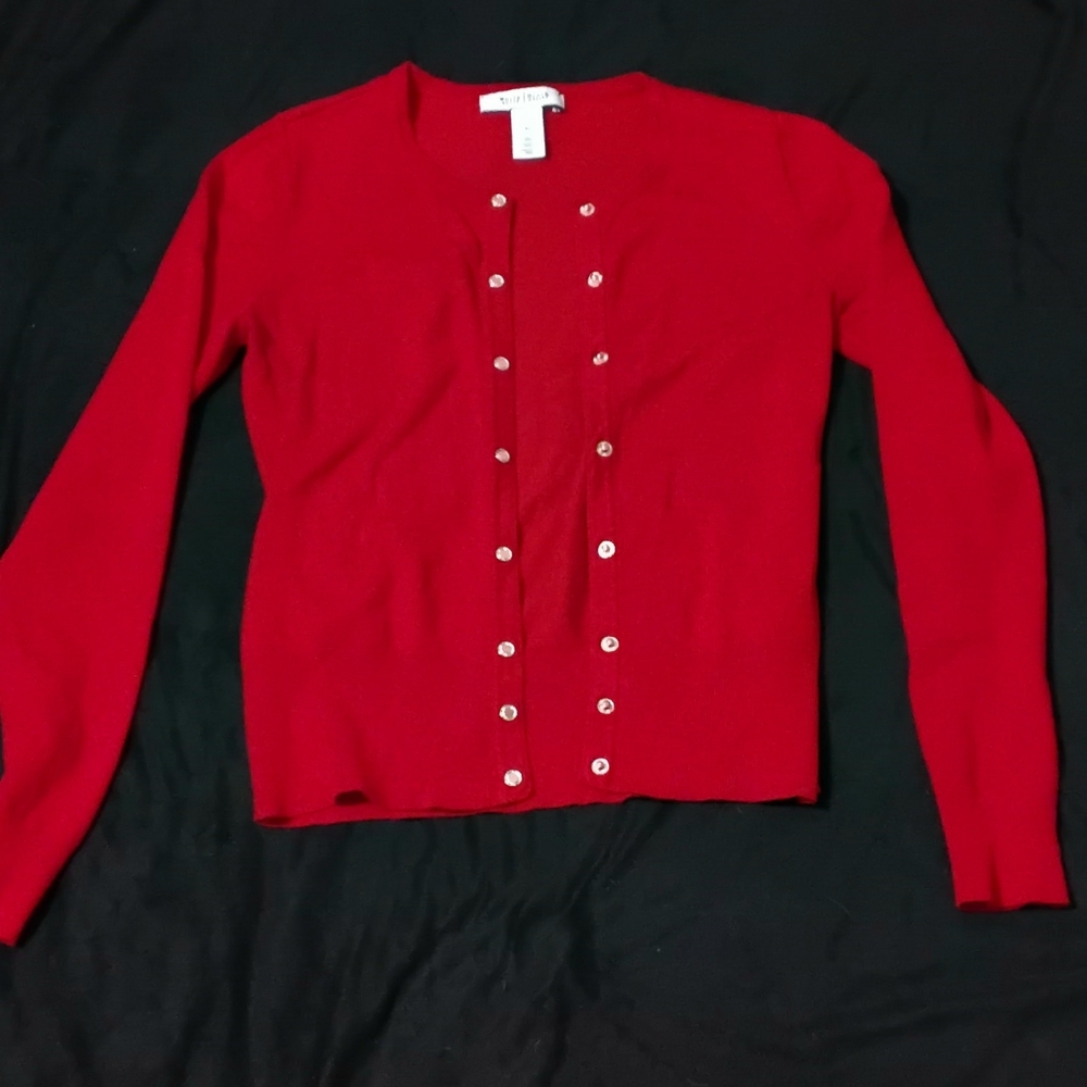 White House Black Market Red Women's Cardigan